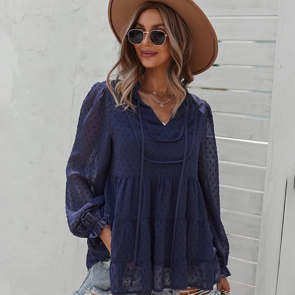 VINTAGE BOHO CHIC LAYERED BELL SLEEVED BLOUSE - Picture 3 of 8